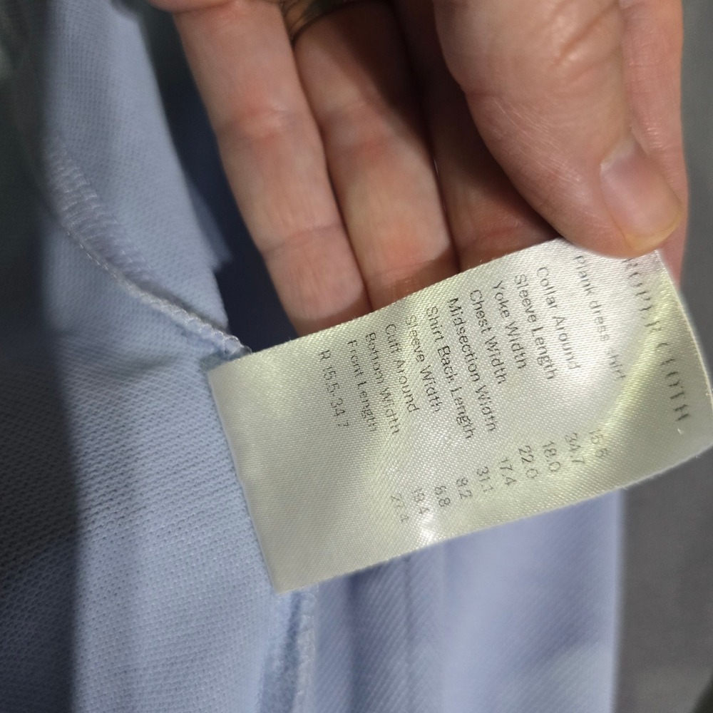 Proper Cloth Dress Shirt Mens 15.5 34.7 Light Blue Japanese Performance Knit - Picture 7 of 7